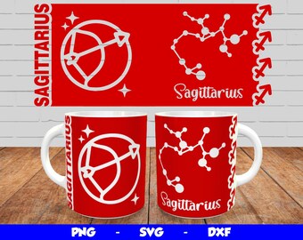 Sagittarius Svg Mug Design, Cricut Mug Press SVG Design, Zodiac Sublimation Template Png, Sagittarius Sign Mug Wrap for 12oz & 15oz