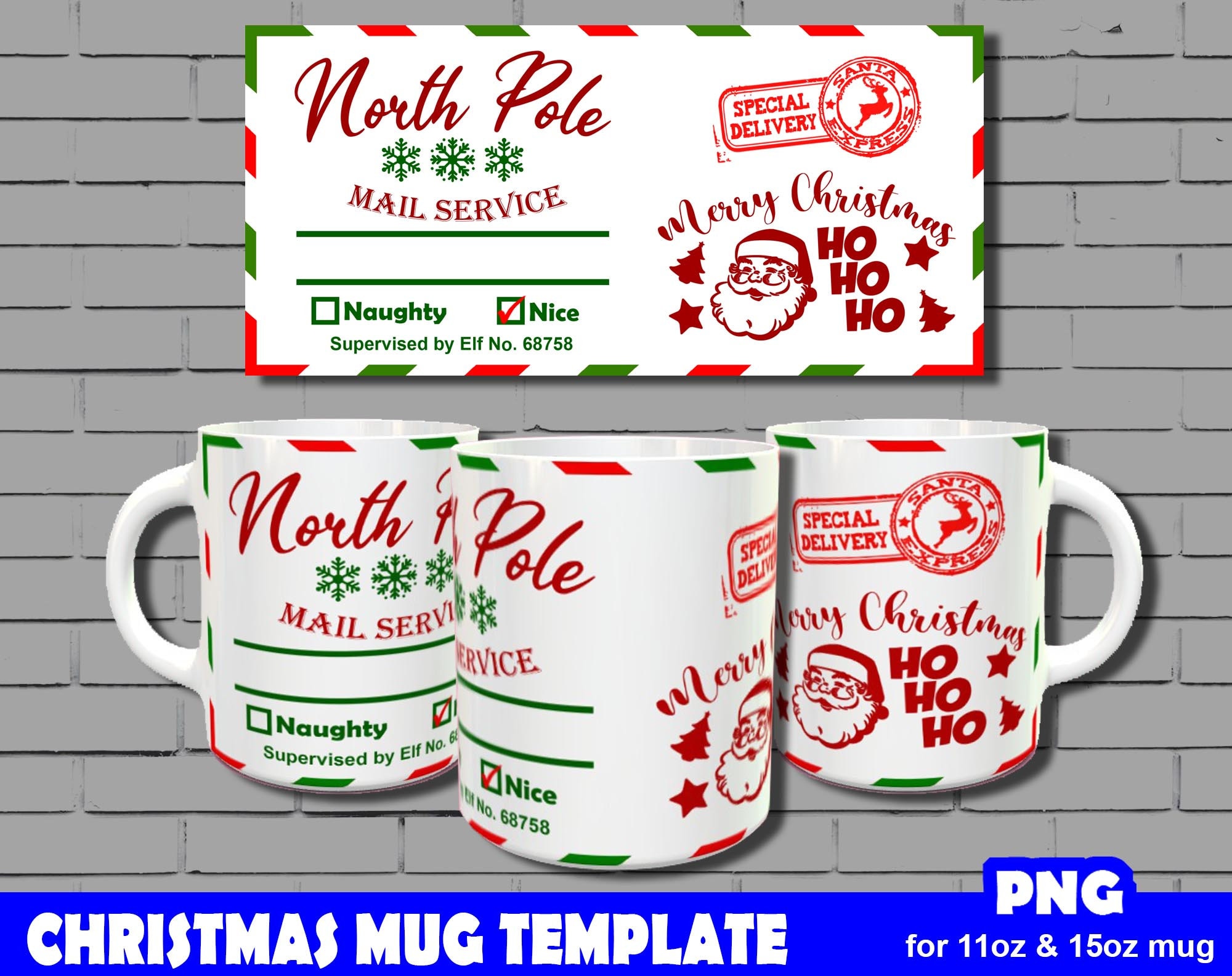 Christmas Mug Template Sublimate Mug Designs Christmas Mug Etsy UK