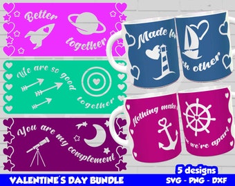 Valentines Day Cricut Mug Press SVG, 5 Mug Press Designs, Mug Wrap svg, Valentine's Bundle, Love Sublimation Designs for 12oz & 15oz mugs