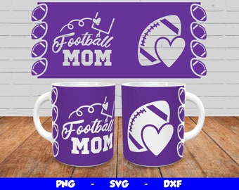 Football Mom Mug Design, Cricut Mug Press SVG, Mom Mug Wrap Design, Mother's Day Mug Sublimation Template Png, for 12oz & 15oz mug