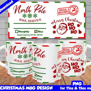 Christmas Mug Wrap, Sublimate Mug Design PNG, Christmas Mug Design, Sublimation Template, 11oz and 15oz mug, Personalized Gift