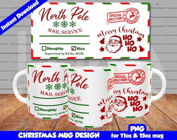 Christmas Mug Wrap, Sublimate Mug Design PNG, Christmas Mug Design, Sublimation Template, 11oz and 15oz mug, Personalized Gift