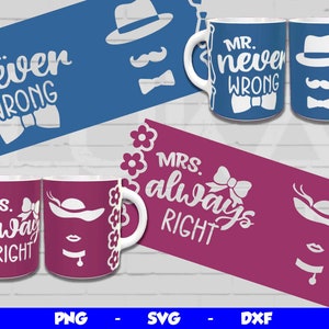 Mrs und Mr Mug Press SVG, Mug Press Vorlagen, Valentinstag Wrap, Mugkombination, Sublimationsdesign, Mrs und Mr sagen SVG, Liebe lustige Zitate