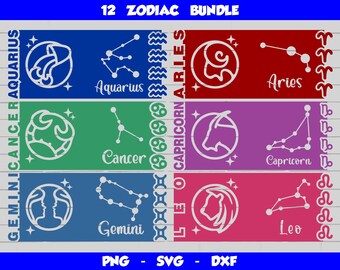 Zodiac Mug Designs, Cricut Mug Press SVG Design, 12 Zodiac Signs Sublimation Template Png, Zodiac Bundle Mug Wrap for 12oz & 15oz