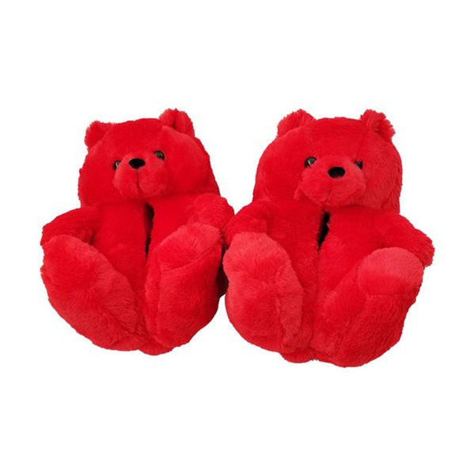 Cute Fluffy Plush Teddy Bear Slippers Etsy