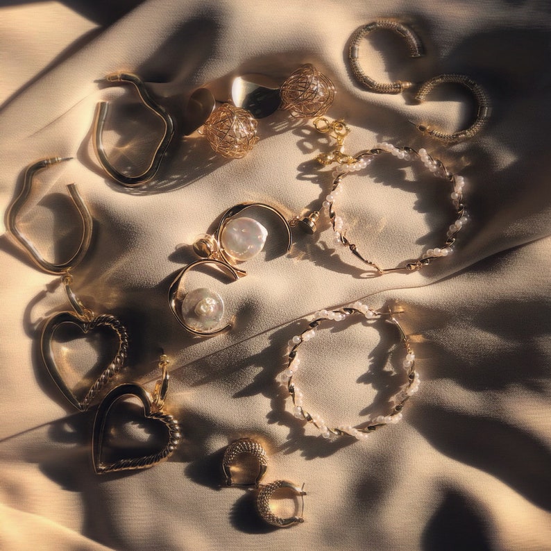 Pearl Gold Hoop Earrings Mothers Day gift for her