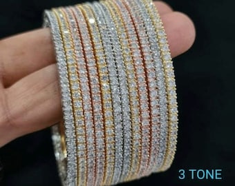 Indian Jewelry Set of 12 high Quality Designer CZ Diamond Bangles Set Diamond baguette Bangle Statement Jewelry Crystal Bangle AD Bangle Set