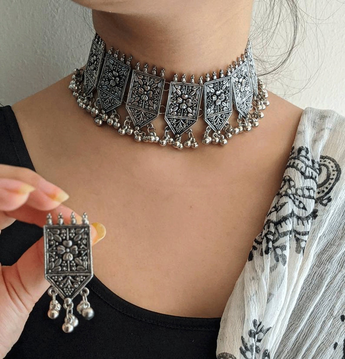 Oxidised Jewelry/ Indian Choker Necklace/ Afghani Jewelry/ Etsy