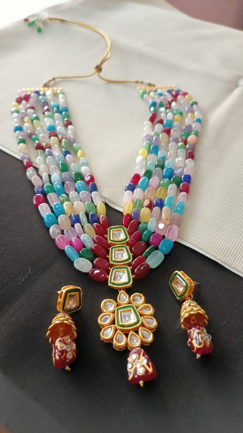 Indian Jewelry/ Kundan Necklace/ Long Necklace Set/ Pakistani Etsy