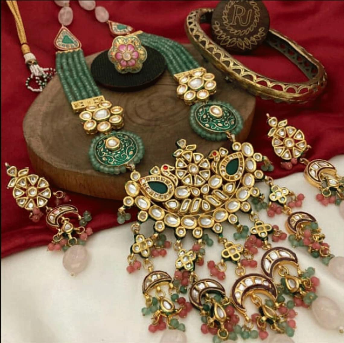 Long Kundan Necklace Set Indian Wedding Jewelry Kundan Rani Etsy