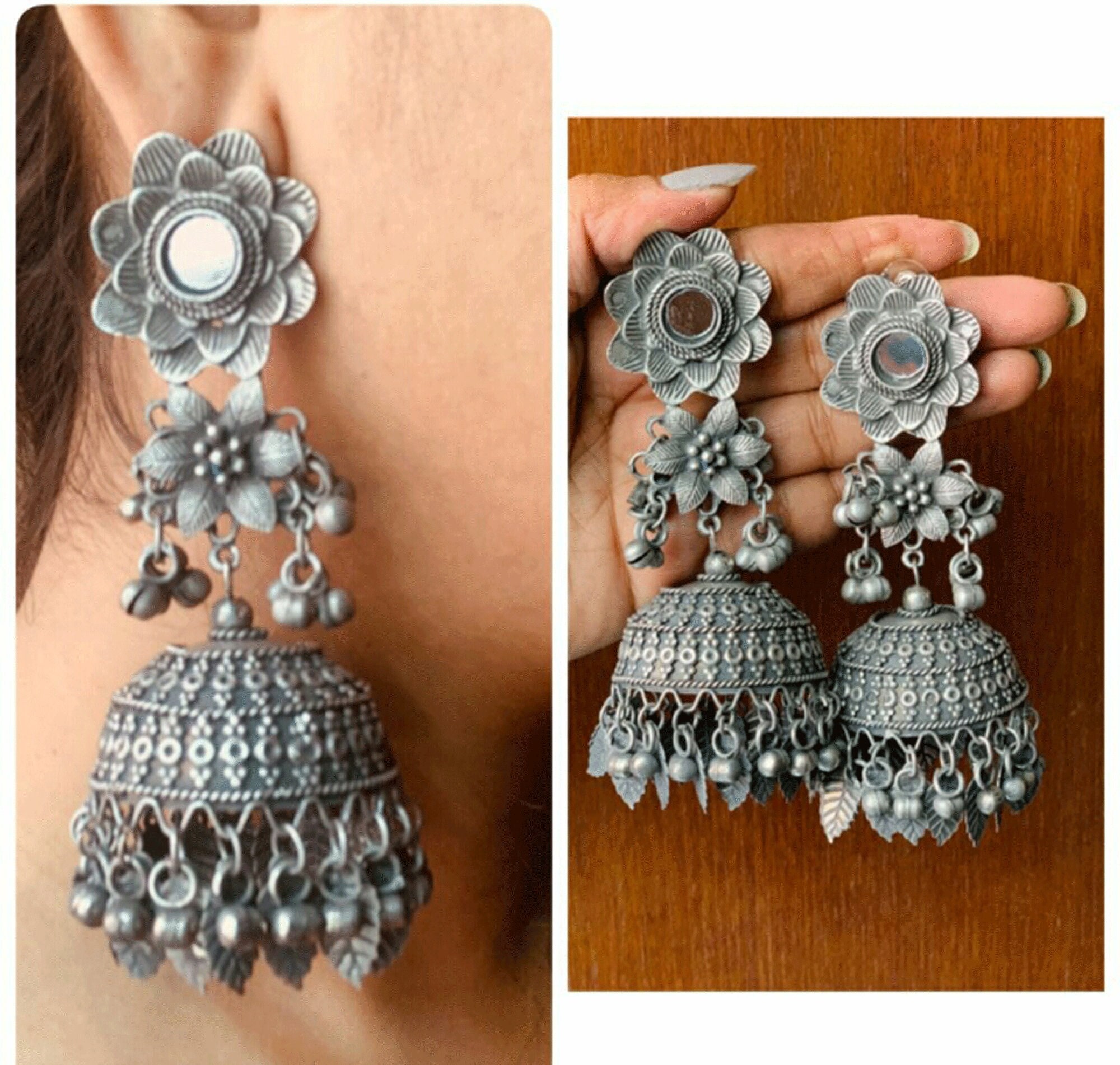 Small Sized light weight Silver Earrings/Oxidized Earrings/Antique Silver/Silver Look Alike/Lightweight/Tribal/Afghani/Indian Jewelry/Boho
