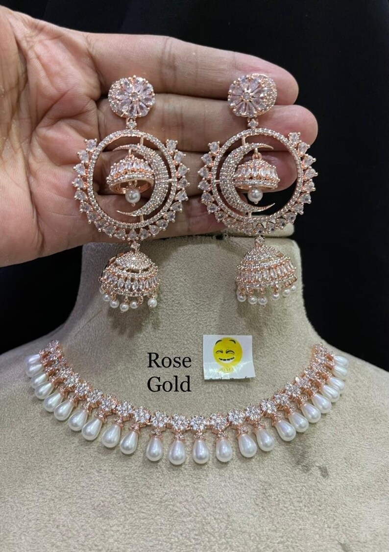Rose Gold Choker/ CZ Diamond Necklace 