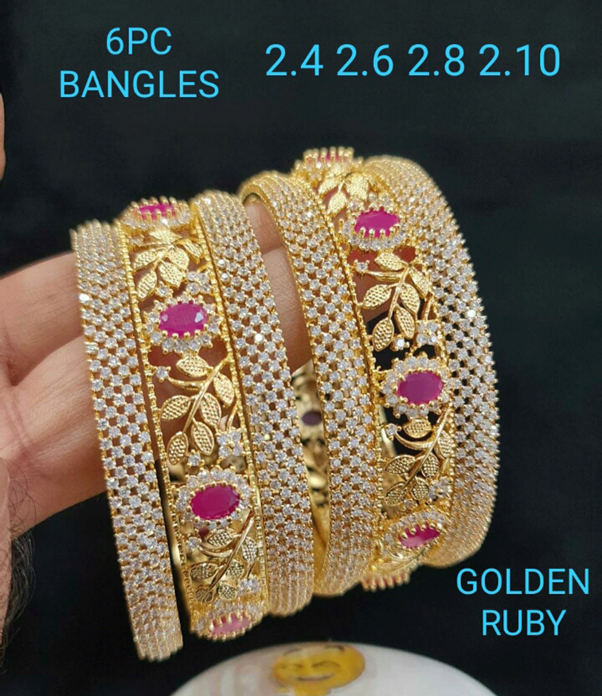Pink CZ Rose Gold Bangles Set Gold Ruby Bangles Indian Bangle Pakistani Jewelry Indian Jewelry CZ Diamond Bangle Set Diamond Baguette Bangle Etsy Canada
