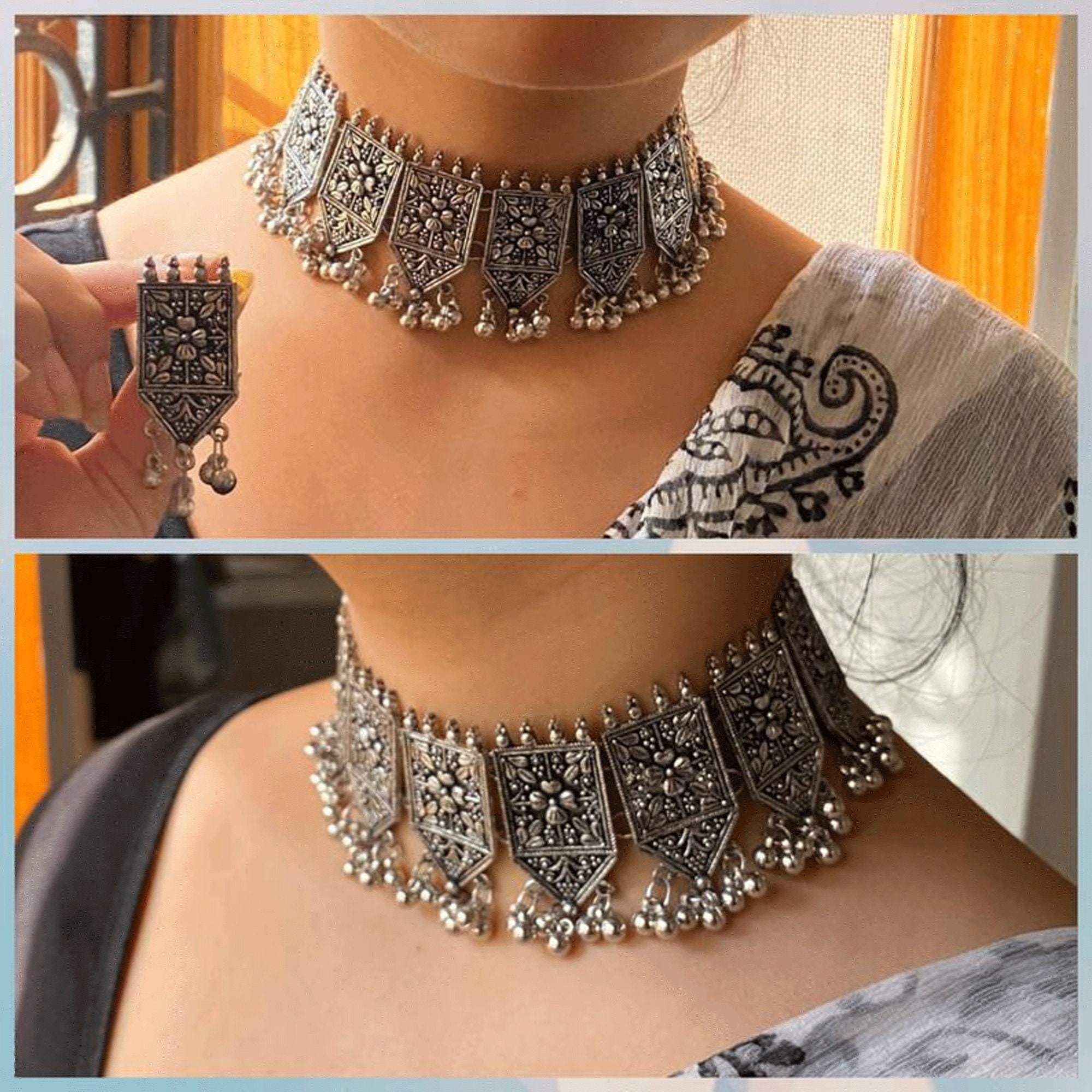 Oxidised Jewelry/ Indian Choker Necklace/ Afghani Jewelry/ - Etsy Ireland