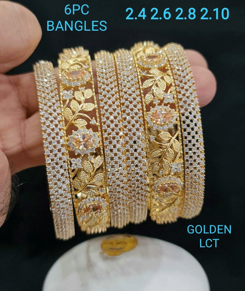 Pink CZ Rose Gold Bangles Set Gold Ruby Bangles Indian Bangle Etsy