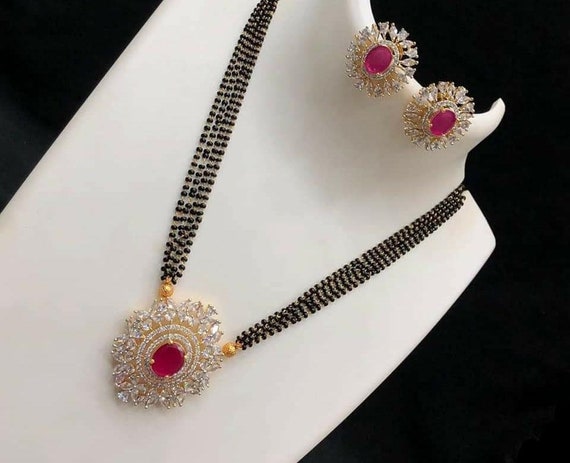Ruby Diamond Necklace Indian Jewelry 