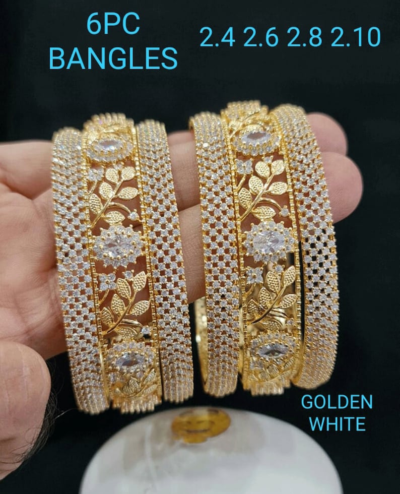 Pink CZ Rose Gold Bangles Set Gold Ruby Bangles Indian Bangle Etsy