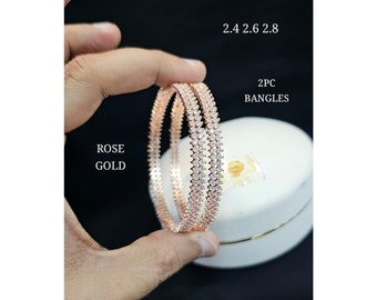 Ethnic Rose Gold Bangles Wedding Bangle Indian Jewelry Crystal Bangle Antique Bangle Bracelet American Diamond Bangle CZ Baguette Bangle