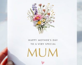 Happy Mother's Day Card | Floral Mother's Day Card | Botanical Wildflowers Garden | Card For Mother's Day | Mothers Day Card With Flowers