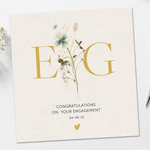 Engagement Card, Initials Personalised Engagement Card, Congratulations on your Engagement card, You&#39;re engaged card, On your engagement