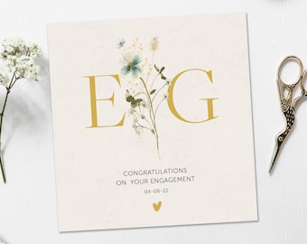 Engagement Card, Initials Personalised Engagement Card, Congratulations on your Engagement card, You're engaged card, On your engagement