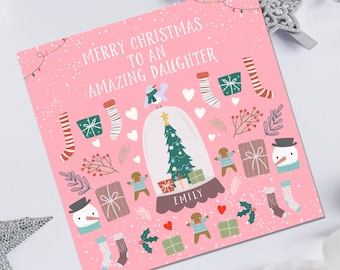 Tarjeta De Navidad Personalizada Para Mujer | Nieta, Hija, Sobrina O Hermana | Hecha A Mano En Reino Unido