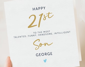 21st birthday card for him, 21st birthday card for son, Grandson, personalised birthday card for him, 21st-birthday-son