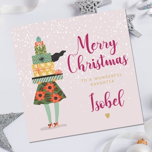 Meisjes kerstkaart, gepersonaliseerde kerstkaart voor dochter, dochter kerstkaart, nichtje kerstkaart, kleindochter kerstkaart
