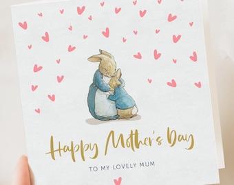 Mother&#39;s day card | mothers day card | Cute  rabbit mum card | mummy mothers day card | card from daughter or sun | card for nana