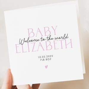 New Born Baby Card, Cute Keepsake, Personalised card, Newborn Baby Girl, Girl Gift, Granddaughter Baby, Niece, Cousin