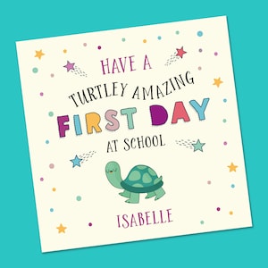 Tarjeta de primer día en la escuela, Regreso al cole, Primer día de secundaria, Tarjeta de escuela primaria, Tarjeta de nueva escuela, Tarjeta de buena suerte personalizada