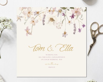 Wedding Card | Personalised Wedding Card | Newlywed card | Floral wedding card | Bride and Groom wedding card | Autumn Wedding card