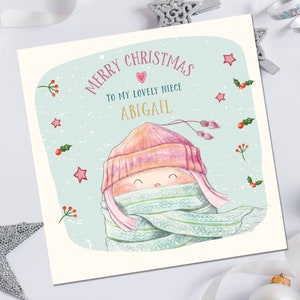Meisjes Kerstkaart | Nichtje kerstkaart | Gepersonaliseerde kerstkaart voor dochter | Dochter Kerst | Kleindochter Kerstkaart