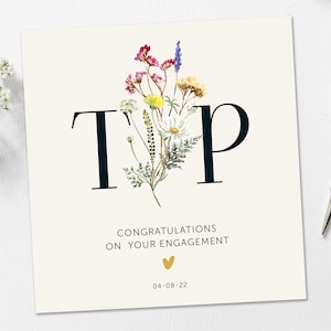 Engagement Card, Initials Personalised Engagement Card, Congratulations on your Engagement card, You&#39;re engaged card, On your engagement