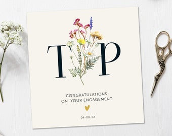 Engagement Card, Initials Personalised Engagement Card, Congratulations on your Engagement card, You're engaged card, On your engagement