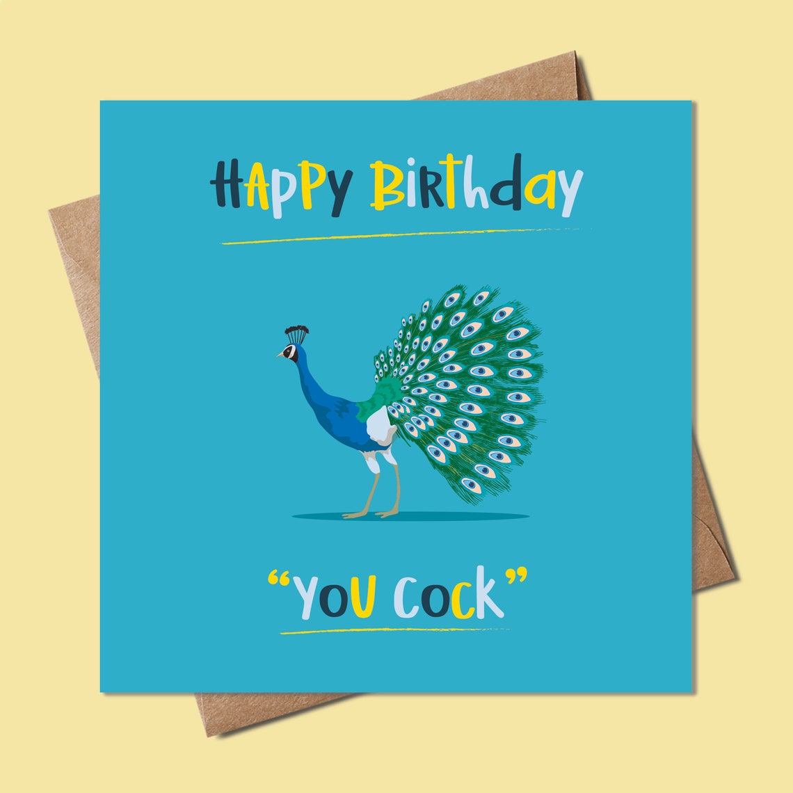 Funny Birthday Card With Peacock Happy Birthday You Cock - Etsy