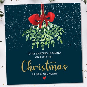 Happy FIRST Christmas to My HUSBAND Card | WIFE Christmas Card | Fiancé Christmas Card, Couple Card | Personalised Wife Christmas Card