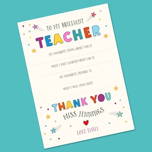 Teacher Card, Interactieve Thank you Teacher Card, Gepersonaliseerde Teacher Card, Kaart voor leraar, End of Term Teacher Card, Onderwijsassistent,
