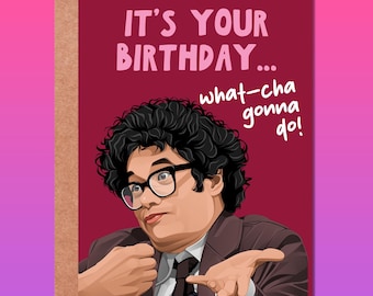 Carte d'anniversaire drôle, Richard Ayoade, Bob Mortimer, chanson Slender People, cartes drôles, cartes d'anniversaire pour lui, pour elle, le dernier qui rit