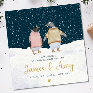 Weihnachtskarte für ein Paar, personalisierte Weihnachtskarte, Schwiegertochter-Karte, Tochter und Schwiegersohn-Karte, Weihnachtsgeschenk