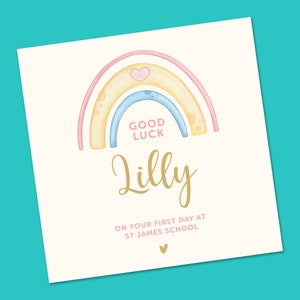 Tarjeta de Primer Día en la Escuela, Primer Día de Secundaria, Tarjeta de Escuela Primaria, Tarjeta de Nueva Escuela, Tarjeta personalizada de buena suerte