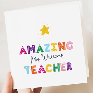 Carte de professeur incroyable, carte de professeur de remerciement, carte de professeur personnalisée, fin d'année, aide-enseignante, institutrice de maternelle