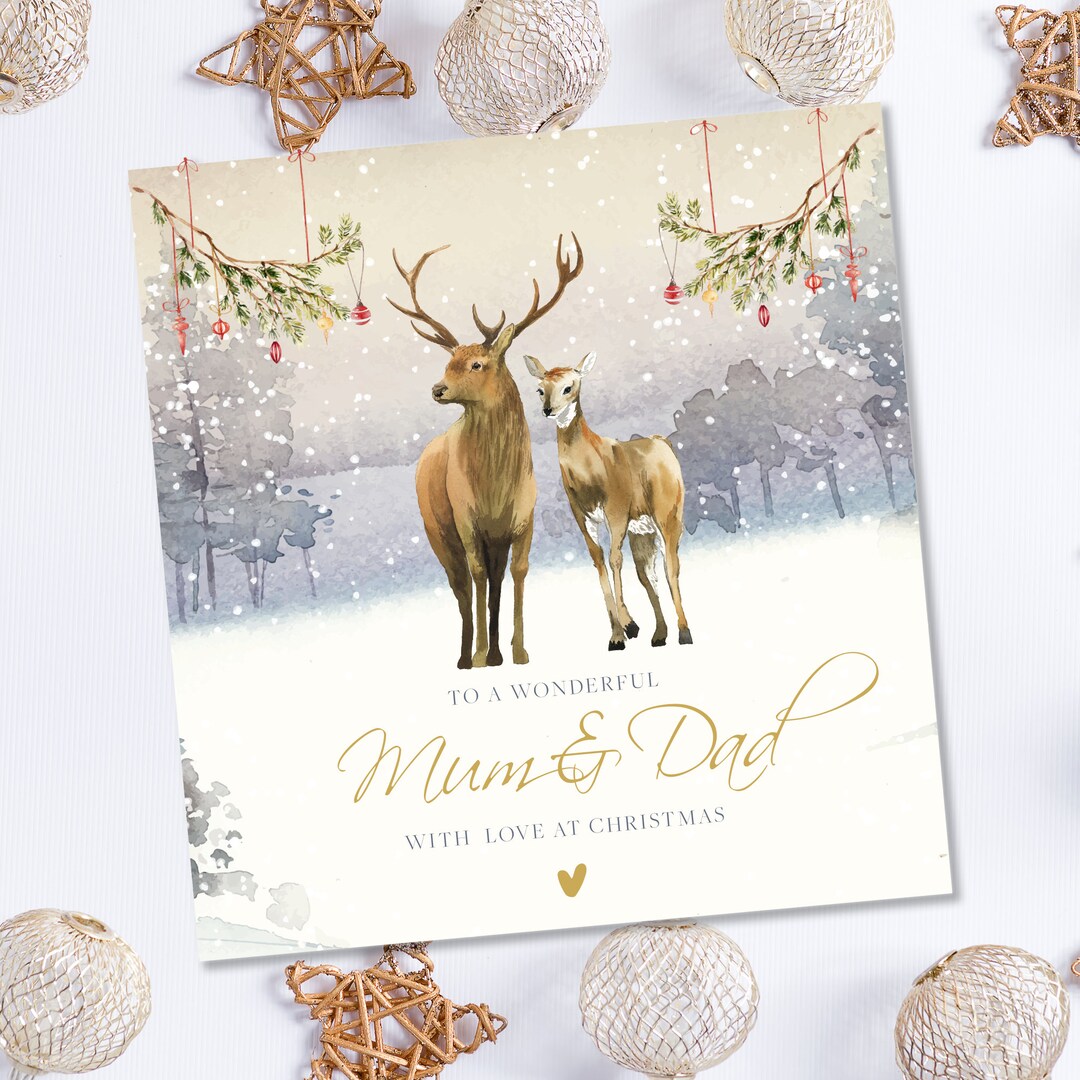 Mum and Dad Christmas Card, Personalised Christmas Card for Mum and Dad