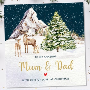 Winter Wildlife Weihnachtskarte, Personalisierte Weihnachtskarte für Mama und Papa, Mama & Papa Weihnachtskarte, Mama Weihnachtskarte