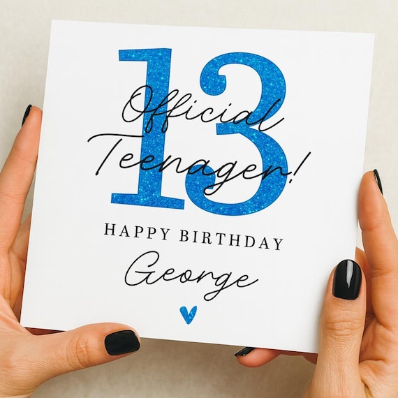 Boys 13th Birthday Card Handmade Personalised Card Officially a