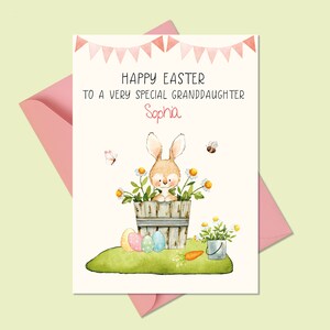 Carte de Pâques personnalisée pour petite-fille - Cartes de Pâques personnalisées pour fille - Cartes de Pâques pour nièce - Carte de Pâques lapin