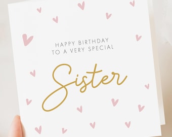 Birthday Sister Card,  Birthday Card For Sister, Personalised Special Sister Birthday Card, Auntie Birthday Gift, For Her, Cute Sister Card