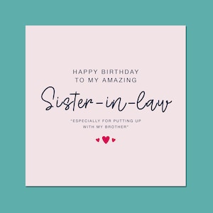 Carte d'anniversaire belle-soeur, carte d'anniversaire personnalisée pour belle-soeur, carte d'anniversaire drôle de belle-soeur