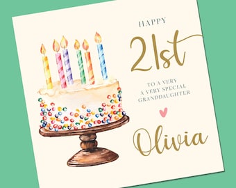 Milestone Birthday Card, Daughter 21st Birthday Card, Granddaughter Personalised Birthday Card for her, Niece Birthday Card