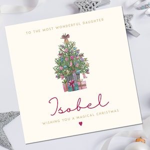 Tarjeta de Navidad para niñas, tarjeta de Navidad personalizada para hija, tarjeta de Navidad para hija, tarjeta de Navidad para sobrina, tarjeta de Navidad para nieta
